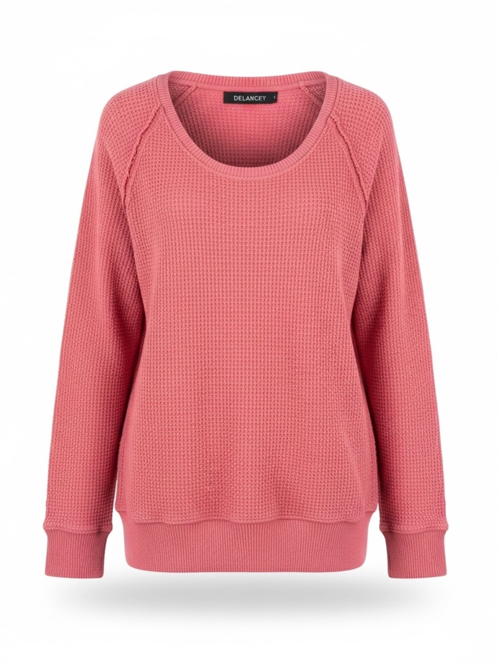 Jane & Delancey Women's Waffle Knit Crewneck Sweater - Rose